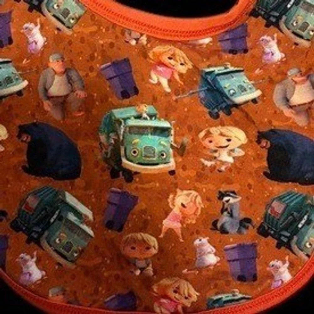 Handmade Trash Truck Animated Series Character Print Bib Orange‎ Snap Closure